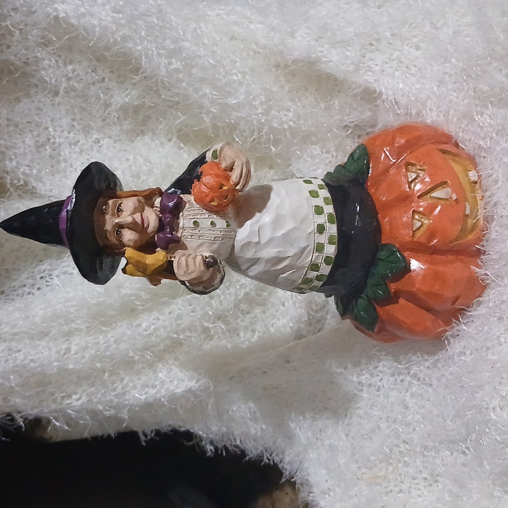 Halloween aWitch Figurine on Pumpkin